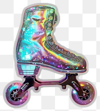 PNG Glitter rollerskate sticker transportation scooter vehicle.