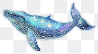 PNG Glitter whale flat sticker animal mammal smoke pipe.