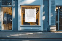 Storefront window png ad sign mockup, transparent design