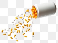 PNG Capsules spilling out of bottle white background medication medicine. 