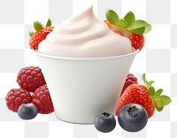 PNG Greek yogurt cup with fruit dessert berry cream.