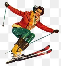 Woman playing ski jumping recreation outdoors clothing.