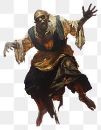 PNG  Zombie, tattered clothes, horror, jumping, aggressive