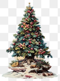 PNG  Festive Christmas tree illustration