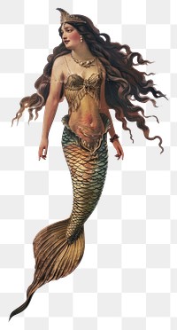 PNG  Enchanting mermaid with flowing hair