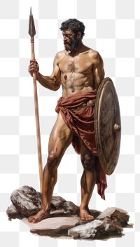 PNG  Ancient warrior holding spear