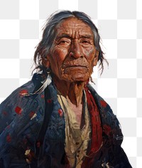 PNG  Elderly Native American portrait painting