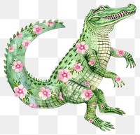 PNG  Floral crocodile art illustration