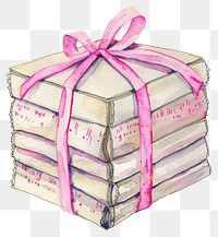 PNG  Stacked books with pink ribbon