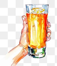 PNG  Hand holding iced tea illustration