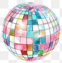 PNG  Colorful watercolor disco ball illustration