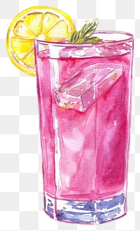 PNG  Refreshing pink lemonade watercolor illustration