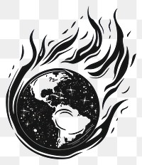 PNG Earth on fire logo stencil smoke pipe.