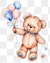 Pink teddy bear illustrated balloon drawing.