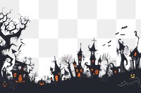 PNG Spooky Halloween village illustration