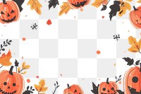 PNG Halloween pumpkins autumn leaves frame