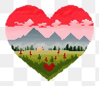 PNG Heart-shaped landscape embroidery , transparent background