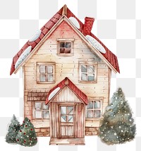 PNG Charming snowy wooden house illustration