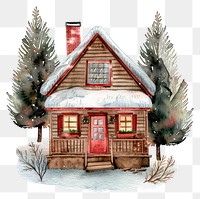 PNG Cozy winter cabin illustration