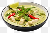 PNG Thai green curry plate food soup.