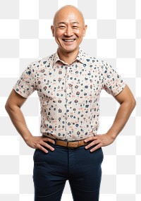 PNG Happy asian bald man shirt background portrait.