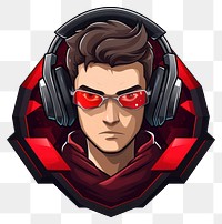 PNG Game streamer guy headphones red illustration.