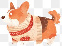 PNG Cute corgi wearing cozy sweater