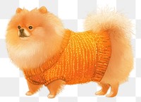 PNG Cute Pomeranian in orange sweater