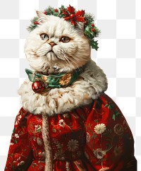 PNG An exotic shorthair cat wears christmas theme dress animal human illustration.