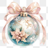 PNG Coquette christmas ornament illustration watercolor bow.