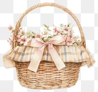 PNG Cottagecore picnic basket illustration watercolor flowers.