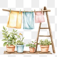 PNG  Clothesline plants illustration watercolor.