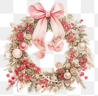 PNG Coquette christmas wreath illustration decor art.