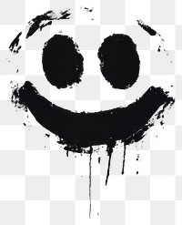 PNG Smiling face graffiti black white art.