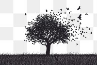 PNG Pie tree border silhouette birds black.