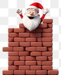 PNG Flat lay cute bold illustration of santa going down chimney brick christmas character.