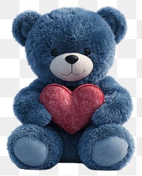 PNG Blue teddy bear holding a heart plush cute toy.