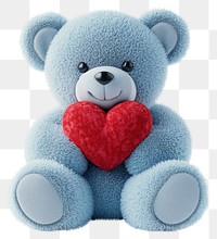 PNG Light blue teddy bear holding a red heart plush cute toy.