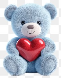 PNG Light blue teddy bear holding a red heart symbol cute toy.