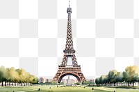 PNG Eiffel Tower landmark tower watercolor.