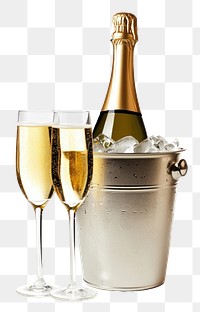 PNG Champagne in an ice bucket bottle glass glasses.