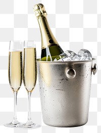 PNG Champagne in an ice bucket bottle glasses drink.