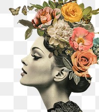 Retro woman flower photography graphics.