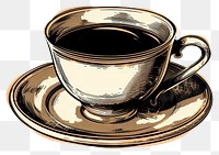 PNG  A cup of coffee illustration vintage saucer.