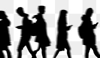 PNG Blurred silhouettes walking with phones