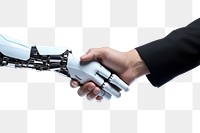 PNG Black hand robot handshake future human white.