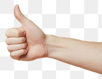 PNG A hand of asian man with his thumb up thumbs human approval.