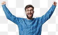 PNG Happy man in blue sweater