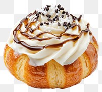 PNG Danish with whipping cream and glaze on top dessert confectionery delicious.