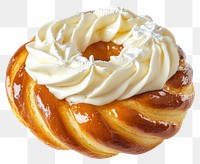 PNG Danish with whipping cream and glaze on top dessert pastry confectionery.